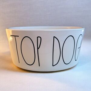 Rae Dunn White Ceramic “TOP DOG” Pet Bowl, Farmhouse style